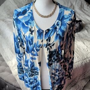 Talbots Blue Floral Button Down Shirt